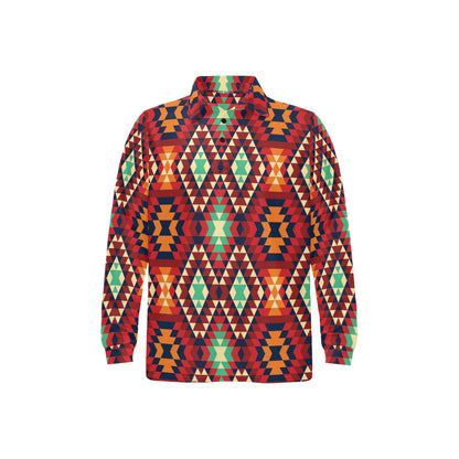 Native Pattern Print Design A07 Long Sleeve Polo Shirt For Men's