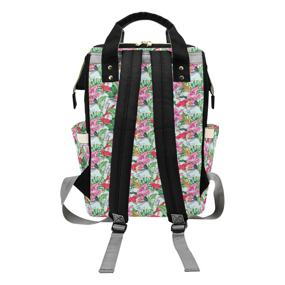 Tropical Flower Print Design LKS304 Diaper Bag Backpack