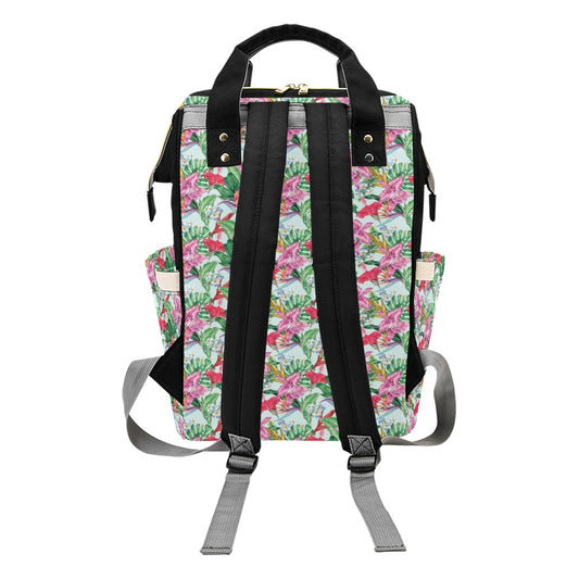 Tropical Flower Print Design LKS304 Diaper Bag Backpack