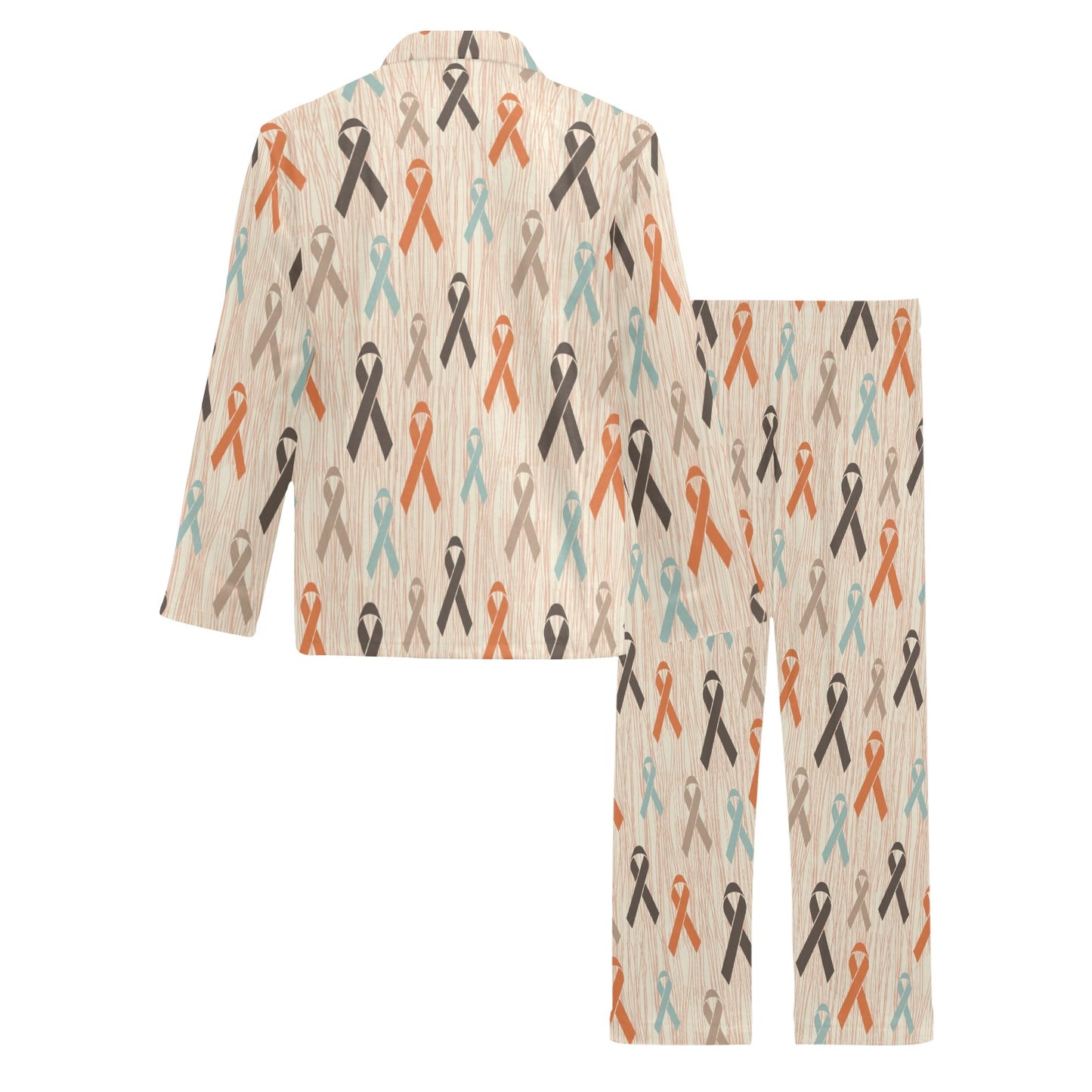 Cancer Awareness Pattern Print Design 01 Men's Long Pajama Set