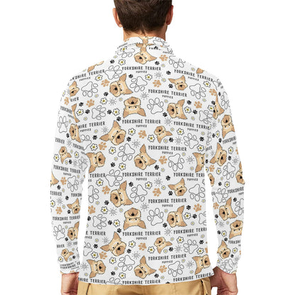 Yorkshire Terriers Print Design LKS308 Long Sleeve Polo Shirt For Men's