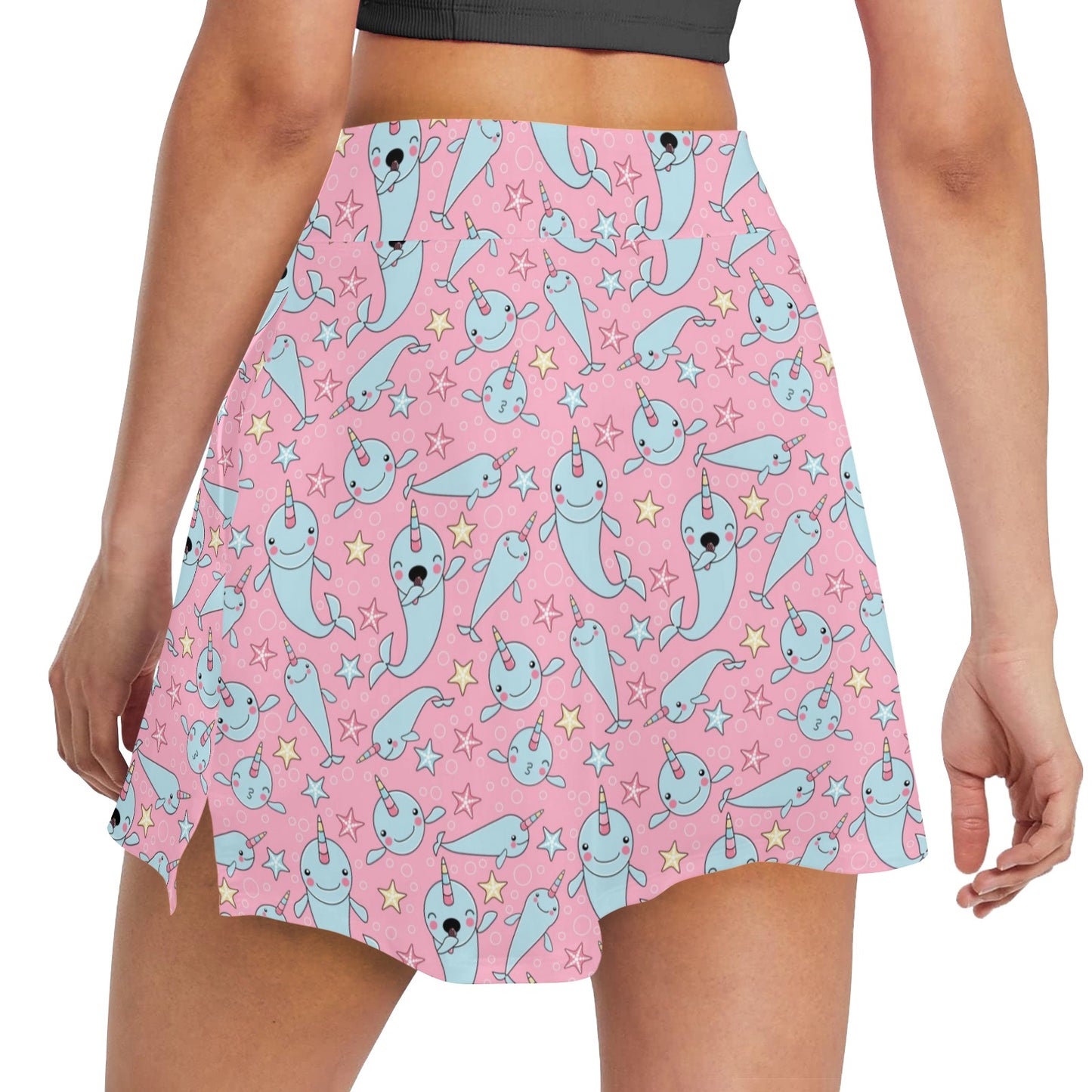 Narwhal Cartoon Cute Print 17" Golf & Pickleball Skort with Pockets