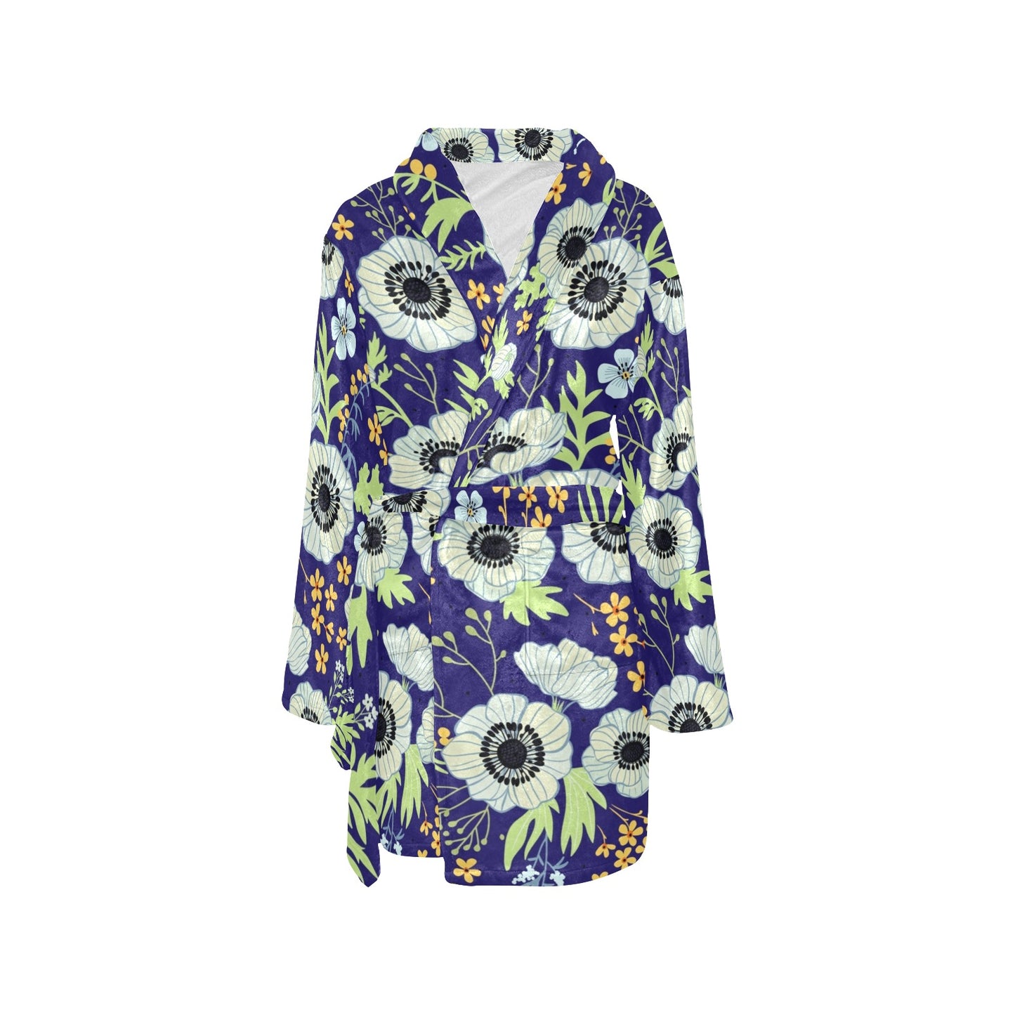 Anemone Pattern Print Design AM06 Women's Fleece Robe
