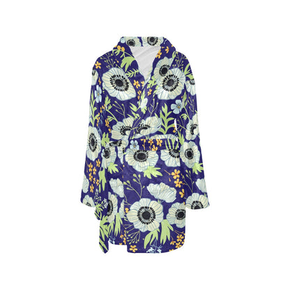 Anemone Pattern Print Design AM06 Women's Fleece Robe