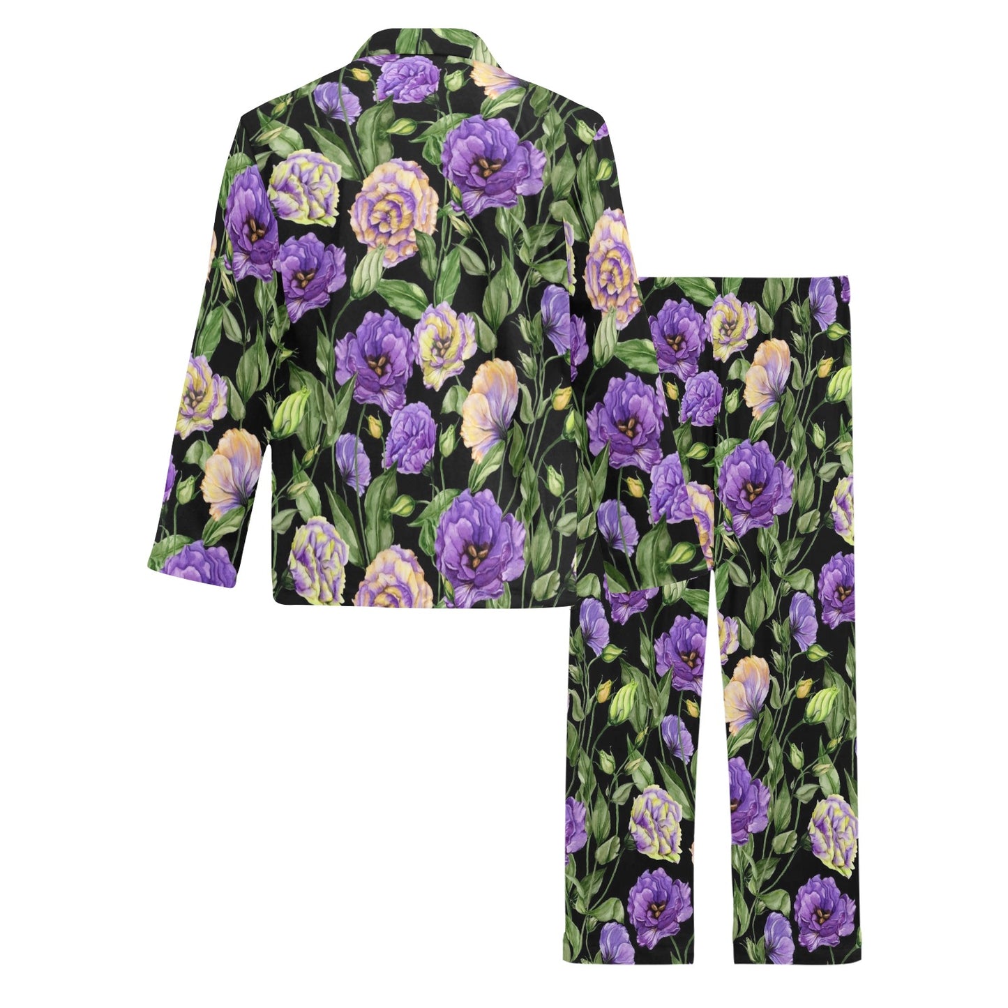 Lisianthus Pattern Print Design LT02 Men's Long Pajama Set