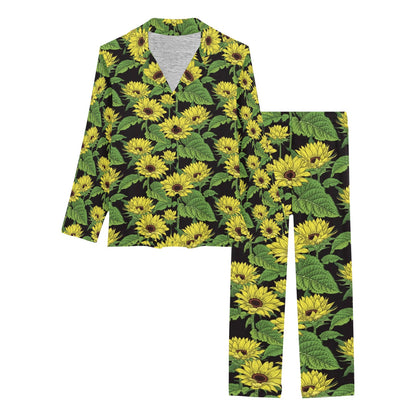 Sunflower Print Design LKS3010 Women's Long Pajama Set