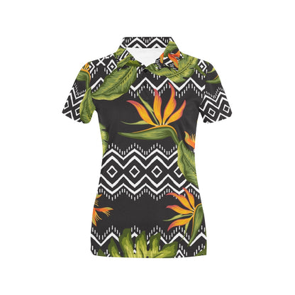 Bird Of Paradise Pattern Print Design BOP07 Women's Polo Shirt