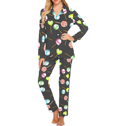Lollipop Pattern Print Design LL02 Women's Long Pajama Set