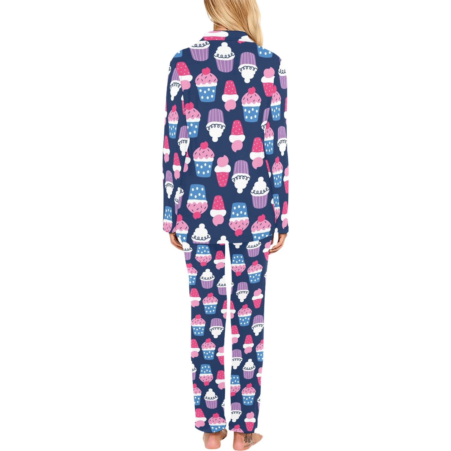 Cupcake Pattern Print Design CP04 Women's Long Pajama Set