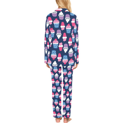 Cupcake Pattern Print Design CP04 Women's Long Pajama Set
