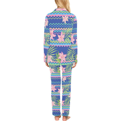 Lily Pattern Print Design LY015 Women's Long Pajama Set