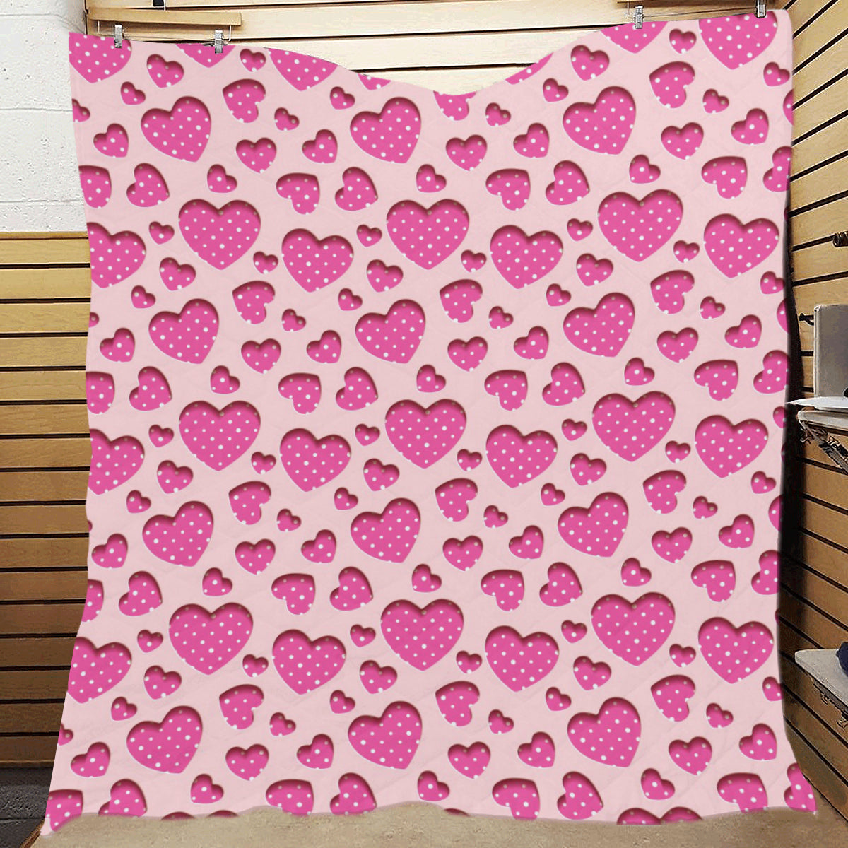Heart Pink Pattern Print Design HE06 Premium Quilt
