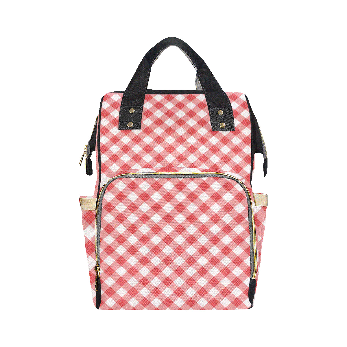 Gingham Red Pattern Print Design 01 Diaper Bag Backpack