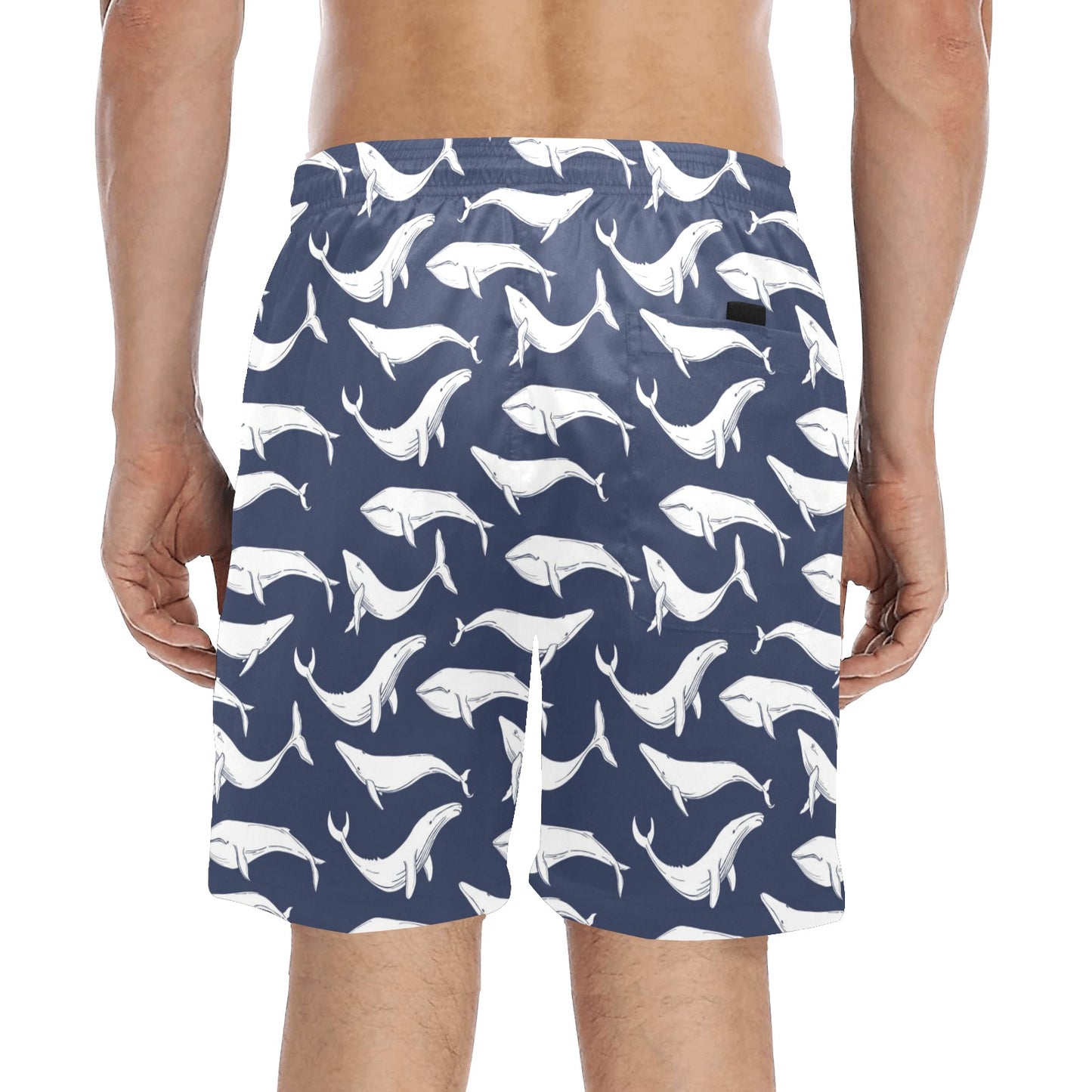 Whale Print Design LKS308 Men's Swim Trunks Beach Shorts