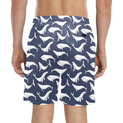 Whale Print Design LKS308 Men's Swim Trunks Beach Shorts
