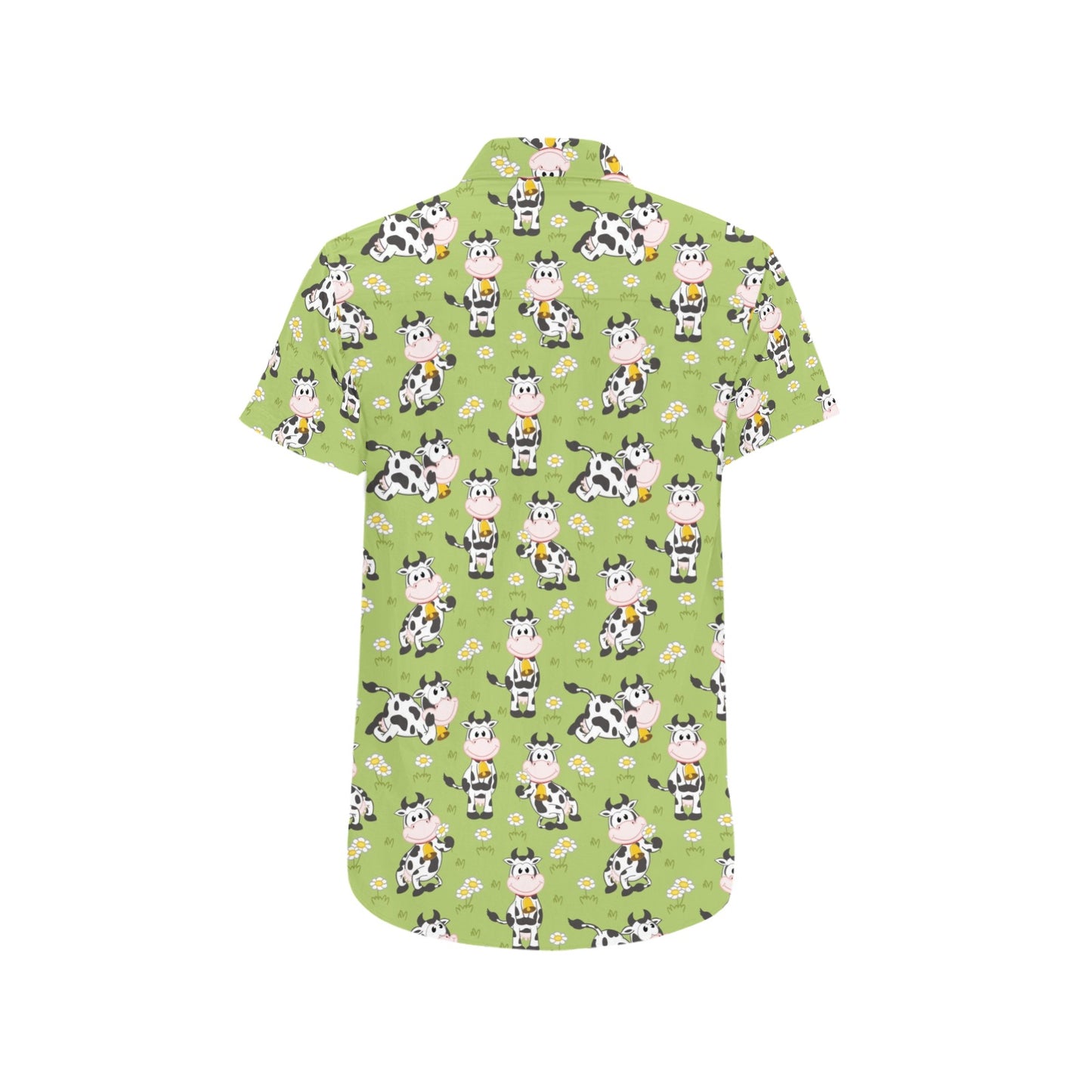 Cattle Print Design LKS401 Men Short Sleeve Button Up Shirt