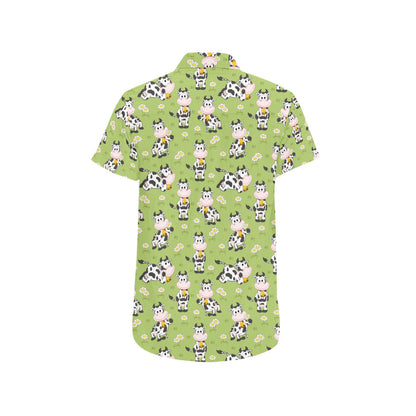 Cattle Print Design LKS401 Men Short Sleeve Button Up Shirt