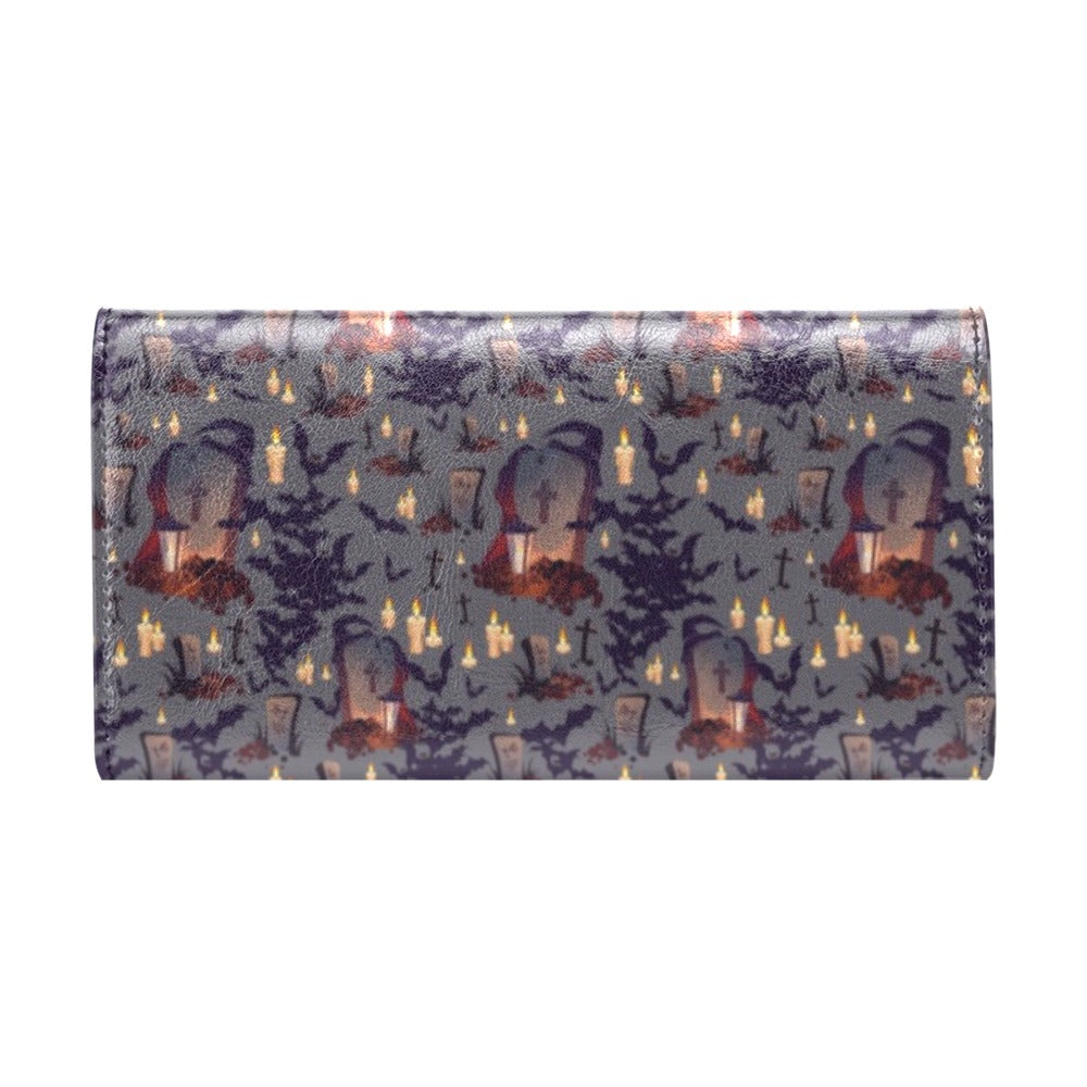 Creepy Graveyard Print Design LKS301 Women's Trifold Wallet