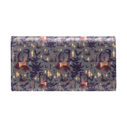 Creepy Graveyard Print Design LKS301 Women's Trifold Wallet