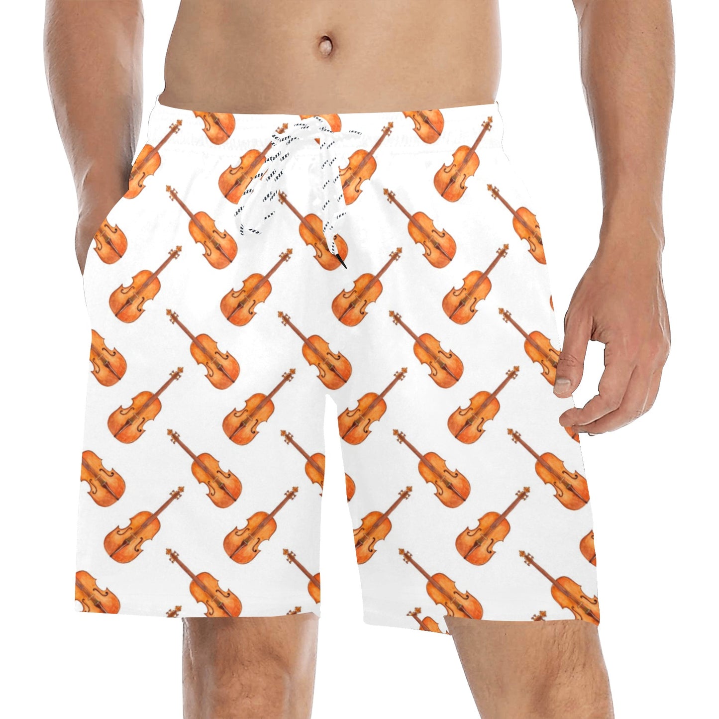 Violin Print Design LKS401 Men's Swim Trunks Beach Shorts
