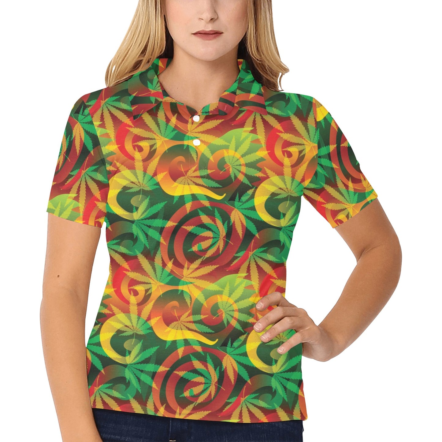 Rastafarian Pattern Print Design A01 Women's Polo Shirt
