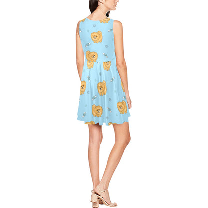 Pomeranians Pattern Print Design A03 Sleeveless Dress