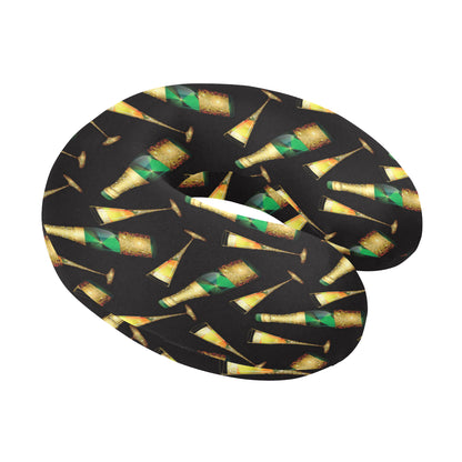 Champagne Pattern Print Design 02 U-Shaped Travel Neck Pillow