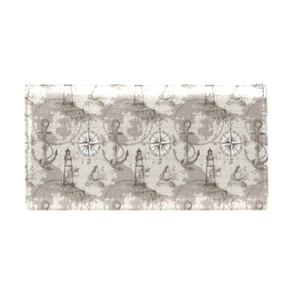 Nautical Map Design Themed Print Women's Trifold Wallet