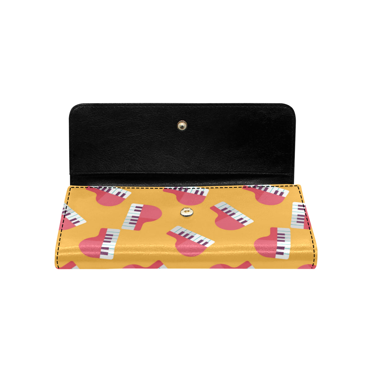 Piano Pattern Print Design 02 Women's Trifold Wallet