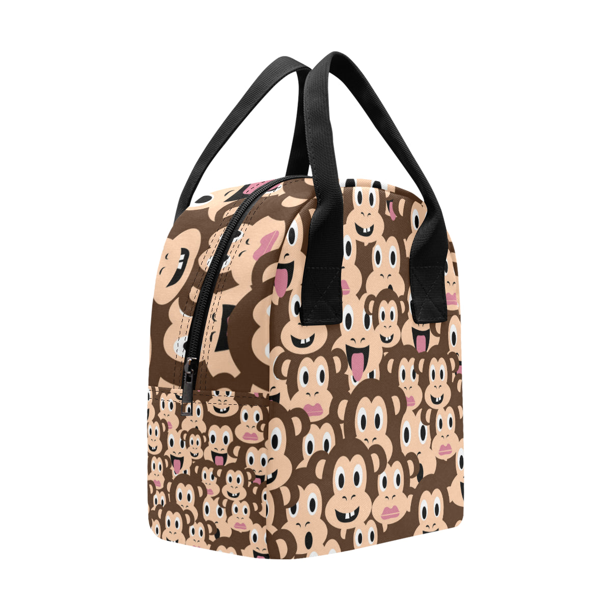 Emoji Monkey Print Pattern Insulated Lunch Bag