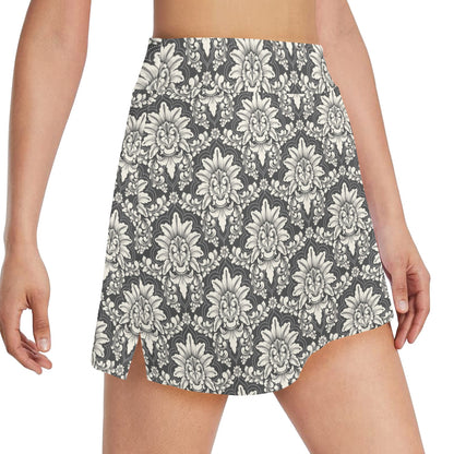 Damask Elegant Print Pattern 17" Golf & Pickleball Skort with Pockets