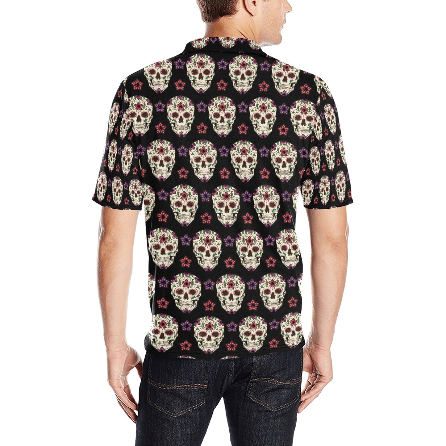 Sugar Skull Print Design LKS304 Men Polo Shirt