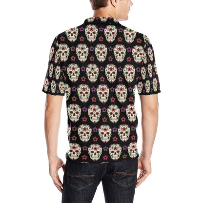 Sugar Skull Print Design LKS304 Men Polo Shirt