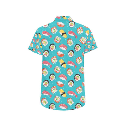 Sushi Print Design LKS305 Men Short Sleeve Button Up Shirt