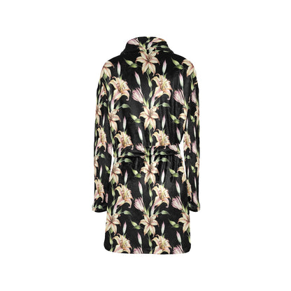 Lily Pattern Print Design LY05 Women's Fleece Robe