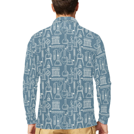 Chemical Pattern Print Design 05 Long Sleeve Polo Shirt For Men's