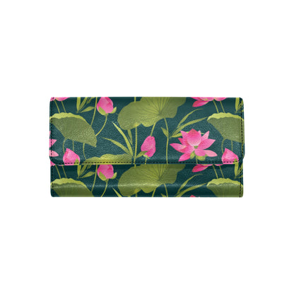 Water Lily Pattern Print Design WL09 Women's Trifold Wallet