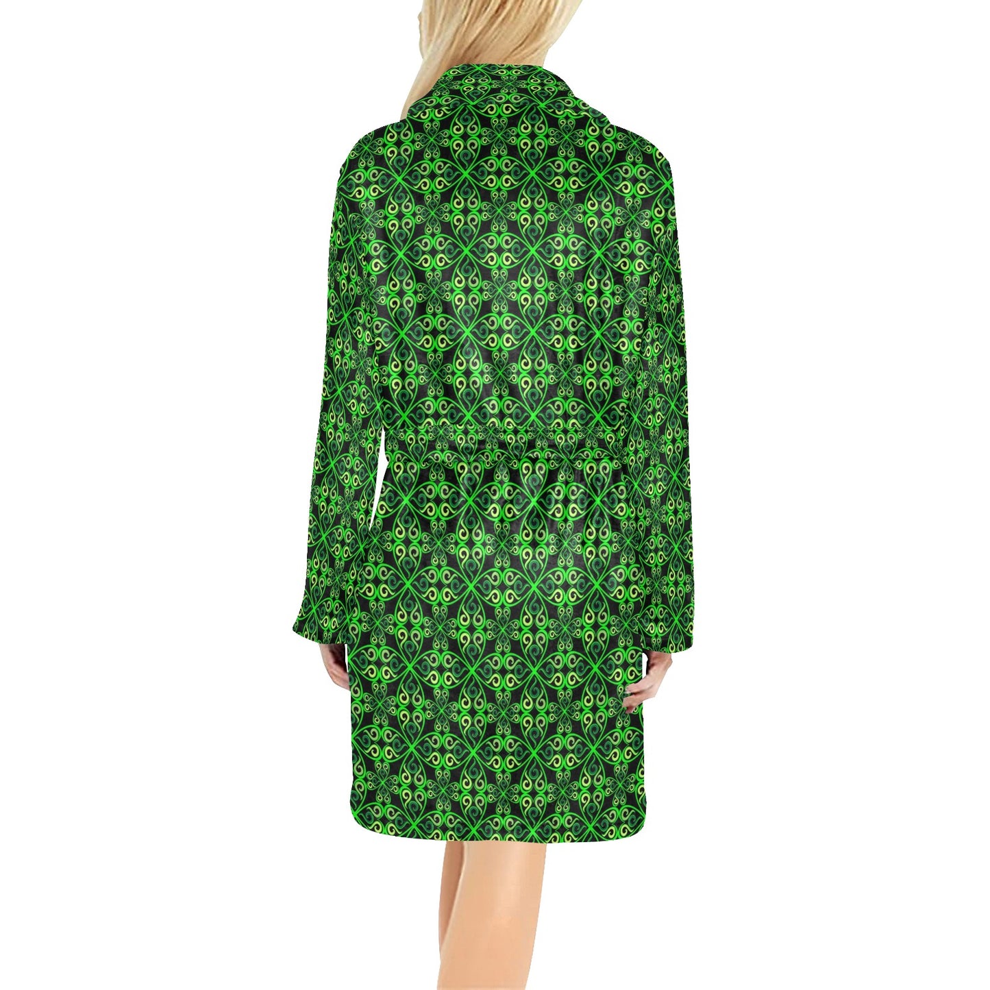 Celtic Green Neon Design Women's Fleece Robe