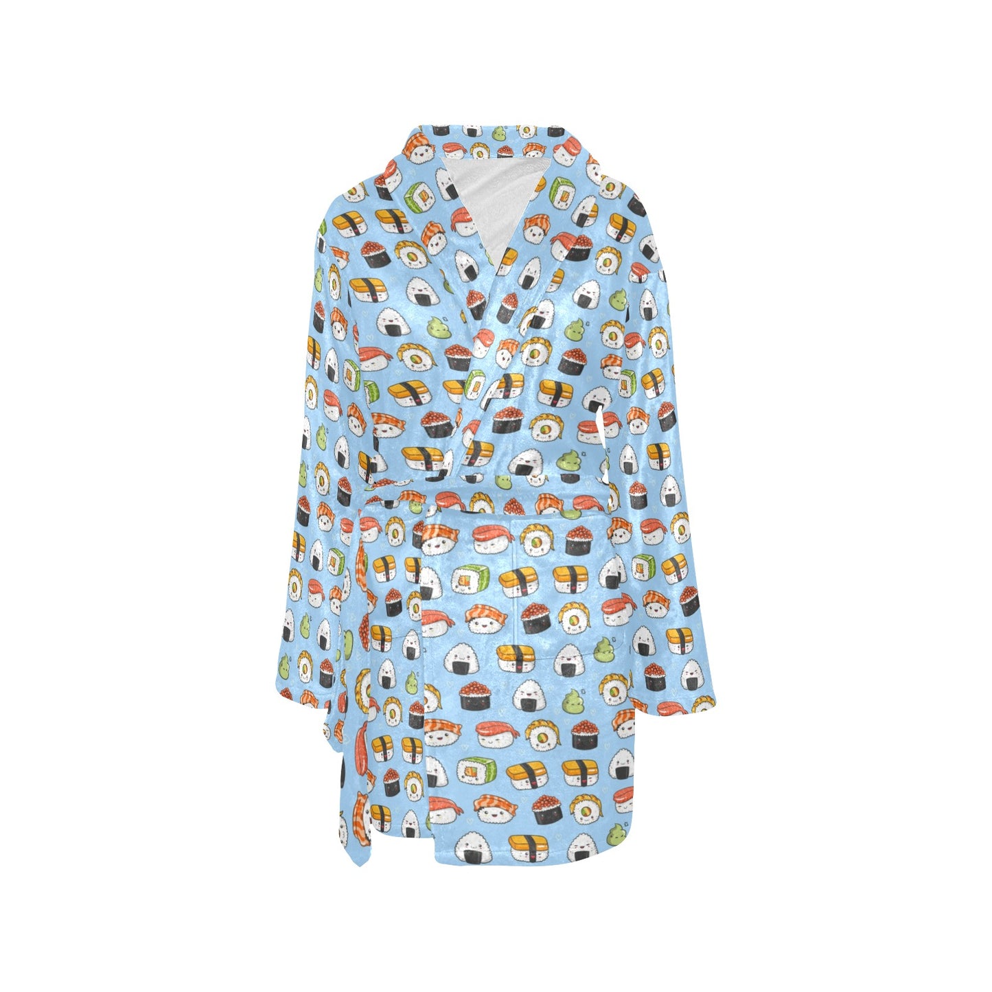 Sushi Cartoon Design Women's Fleece Robe