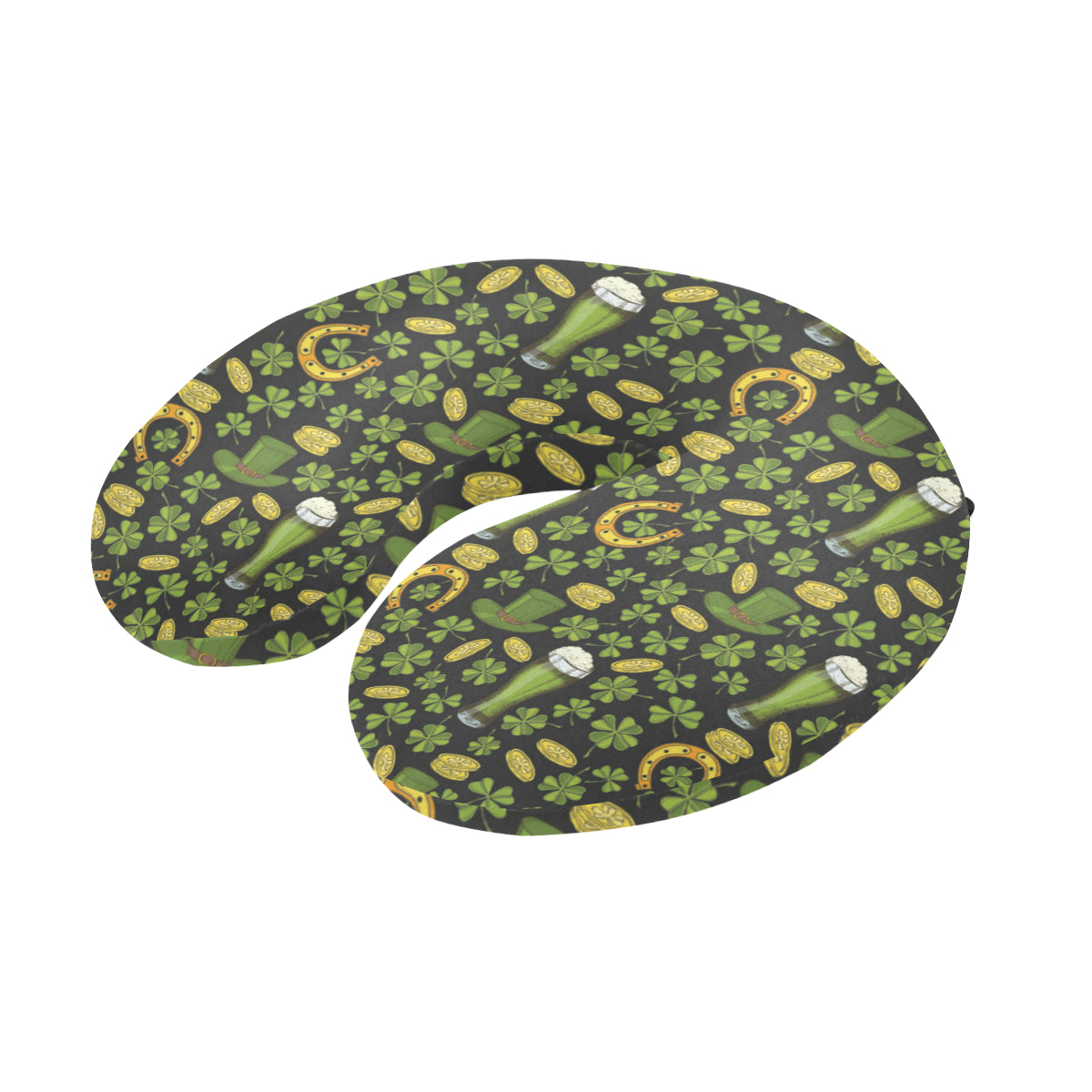 Clover St Patricks Pattern Print Design 03 U-Shaped Travel Neck Pillow