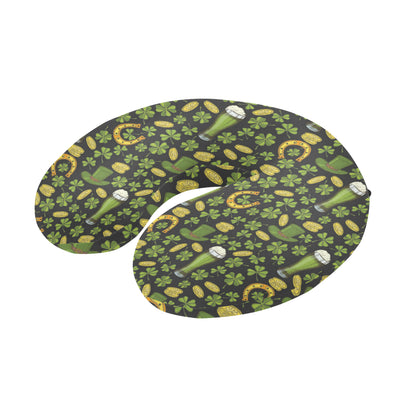 Clover St Patricks Pattern Print Design 03 U-Shaped Travel Neck Pillow