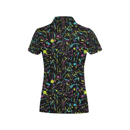 Splatter Multicolor Print Design LKS302 Women's Polo Shirt