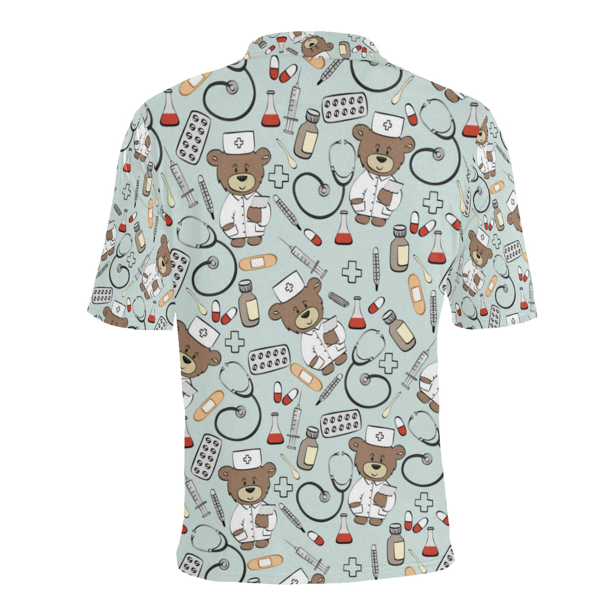 Nurse Bear Pattern Print Design A01 Men Polo Shirt