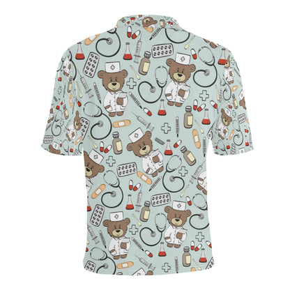 Nurse Bear Pattern Print Design A01 Men Polo Shirt