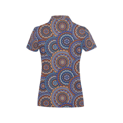 Mandala Boho Chic Design Print Women's Polo Shirt