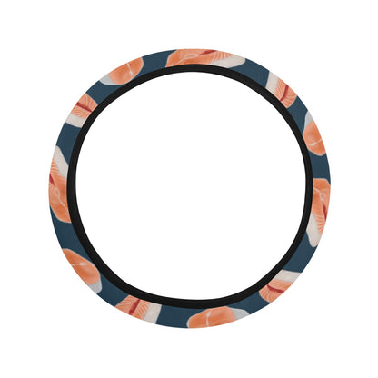 Salmon Steak Print Design LKS306 Steering Wheel Cover with Elastic Edge