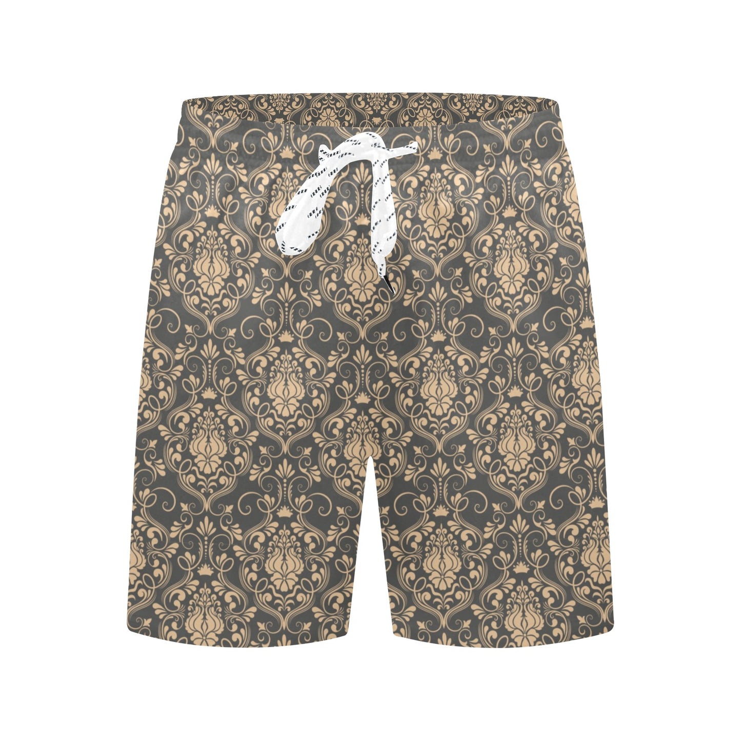 Damask Elegant Luxury Print Pattern Men's Swim Trunks Beach Shorts