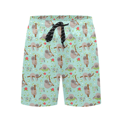 Sloth Print Design LKS305 Men's Swim Trunks Beach Shorts