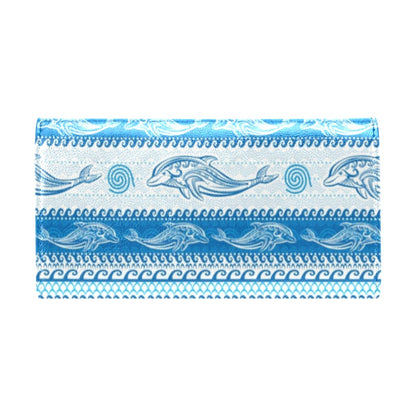 Dolphin Tribal Print Pattern Women's Trifold Wallet
