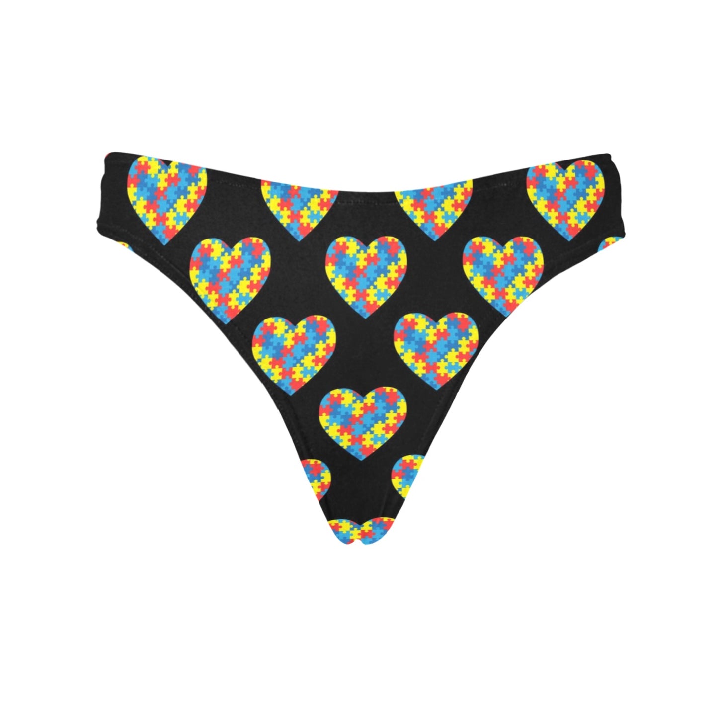 Autism Awareness Heart Design Print Women's Thongs